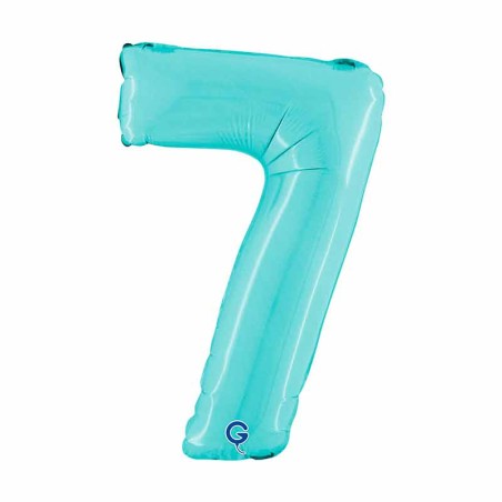 Palloncino in Foil 14" Numero 7 Celeste "Light Blue" Numeri 14" Celeste "Pastel Blue"