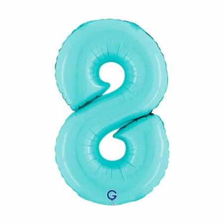 Palloncino in Foil 14" Numero 8 Celeste "Light Blue" Numeri 14" Celeste "Pastel Blue"