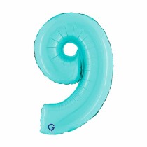 Palloncino in Foil 14" Numero 9 Celeste "Light Blue" Numeri 14" Celeste "Pastel Blue"
