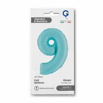 Palloncino in Foil 14" Numero 9 Celeste "Light Blue" Numeri 14" Celeste "Pastel Blue"