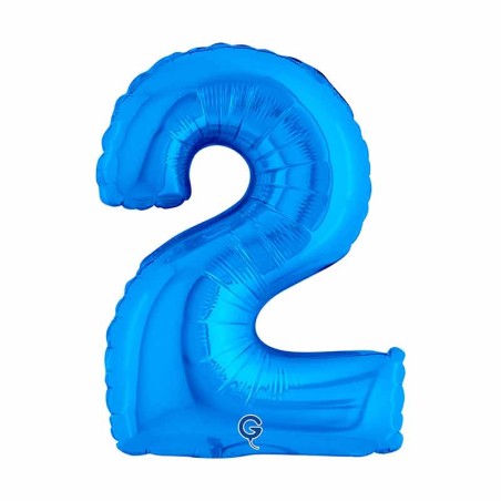 Palloncino in Foil 14" Numero 2 Blu "Blue" Numeri 14" Blu "Blue Royal"