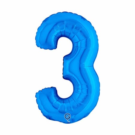 Palloncino in Foil 14" Numero 3 Blu "Blue" Numeri 14" Blu "Blue Royal"