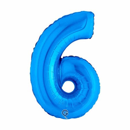 Palloncino in Foil 14" Numero 6 Blu "Blue" Numeri 14" Blu "Blue Royal"