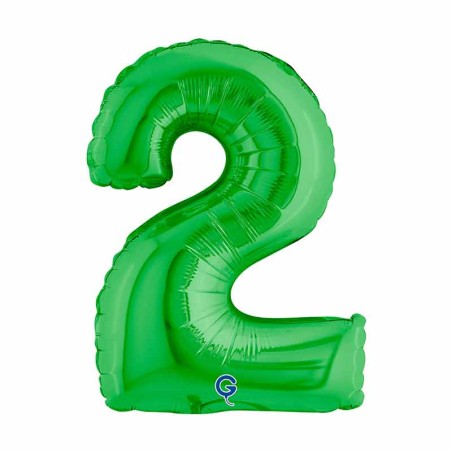 Palloncino in Foil 14" Numero 2 Verde "Green" Numeri 14" Verde "Green"