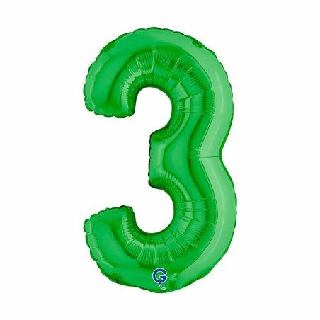 Palloncino in Foil 14" Numero 3 Verde "Green" Numeri 14" Verde "Green"