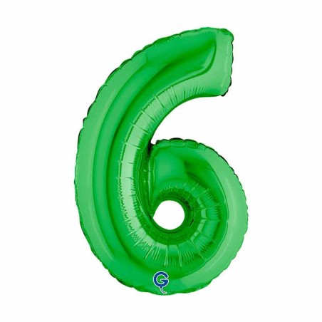 Palloncino in Foil 14" Numero 6 Verde "Green" Numeri 14" Verde "Green"