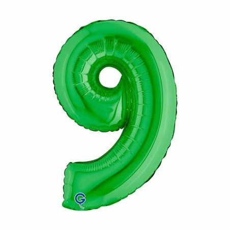 Palloncino in Foil 14" Numero 9 Verde "Green" Numeri 14" Verde "Green"