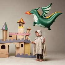 Palloncino in Foil 52" Super Shape Drago Verde con Fuoco Draghi e Dinosauri