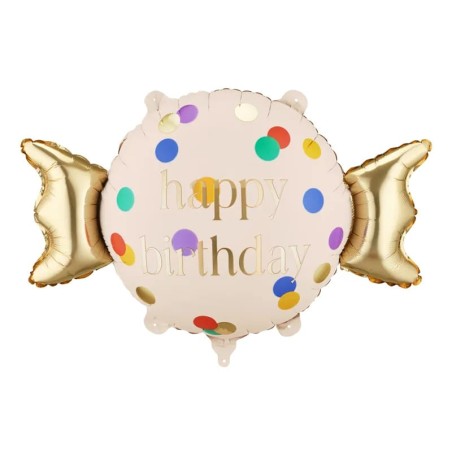 Palloncino in Foil 30" Super Shape Caramella a pois Happy Birthday Addobbi e Palloncini Tema Dolci