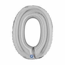Palloncino in Foil 14" Numero 0 Argento "Silver" Numeri 14" Argento "Silver"