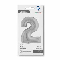 Palloncino in Foil 14" Numero 2 Argento "Silver" Numeri 14" Argento "Silver"