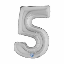 Palloncino in Foil 14" Numero 5 Argento "Silver" Numeri 14" Argento "Silver"