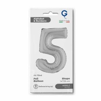 Palloncino in Foil 14" Numero 5 Argento "Silver" Numeri 14" Argento "Silver"