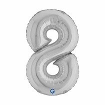 Palloncino in Foil 14" Numero 8 Argento "Silver" Numeri 14" Argento "Silver"
