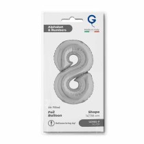 Palloncino in Foil 14" Numero 8 Argento "Silver" Numeri 14" Argento "Silver"