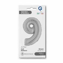 Palloncino in Foil 14" Numero 9 Argento "Silver" Numeri 14" Argento "Silver"