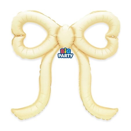 Palloncino in Foil 21" Junior Shape Fiocco Slim Avorio Satinato "Ivory Bow"