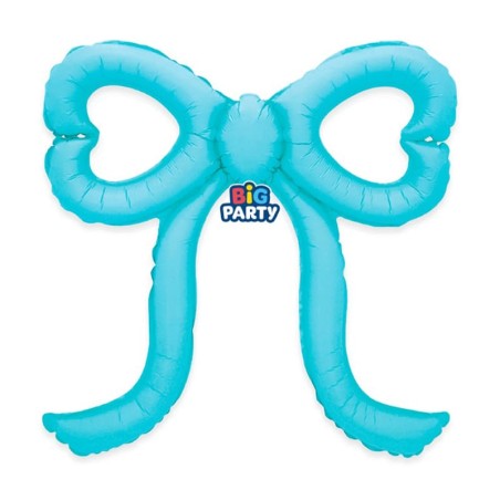 Palloncino in Foil 21" Junior Shape Fiocco Slim Celeste Satinato "Blue Bow"