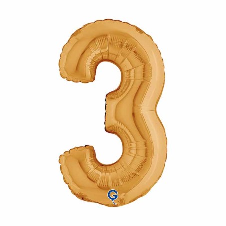 Palloncino in Foil 14" Numero 3 Oro "Gold" Numeri 14" Oro "Gold"