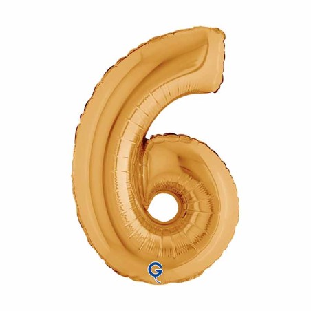 Palloncino in Foil 14" Numero 6 Oro "Gold" Numeri 14" Oro "Gold"