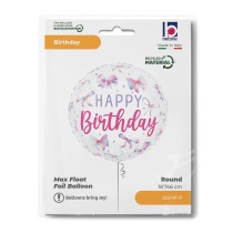 Palloncino in Foil 18" Happy Birthday Fiocchi Rosa Multicolor Happy Birthday Grabo