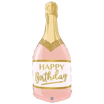 Palloncino in Foil 36" Super Shape Bottiglia "Pink Birthday Bottle" Happy Birthday Grabo