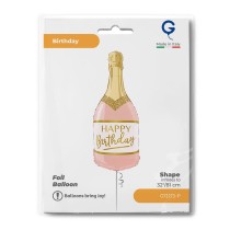 Palloncino in Foil 36" Super Shape Bottiglia "Pink Birthday Bottle" Happy Birthday Grabo