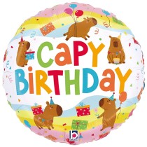 Palloncino in Foil 18" Happy Birthday Capibara "Party Capybara" Animali Grabo
