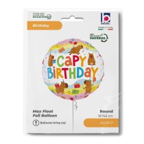 Palloncino in Foil 18" Happy Birthday Capibara "Party Capybara" Animali Grabo