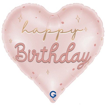 Palloncino in Foil 18" Happy Birthday Sweetie Cuore Rosa Satinato Happy Birthday Grabo