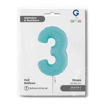 Palloncino in Foil 26" Numero 3 Celeste "Light Blue" Numeri 26" Celeste "Pastel Blue"
