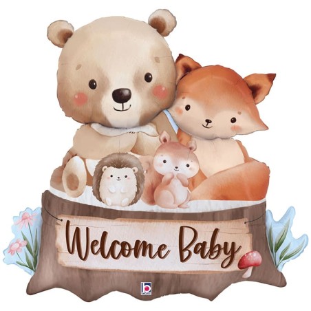 Palloncino in Foil 34" Super Shape Nascita Bosco "Woodland Welcome Baby" Nascita e Battesimo Grabo