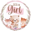 Palloncino in Foil 18" Nascita Bosco Rosa "Woodland It's A Girl"