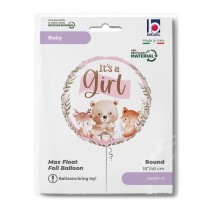 Palloncino in Foil 18" Nascita Bosco Rosa "Woodland It's A Girl" Nascita e Battesimo Grabo
