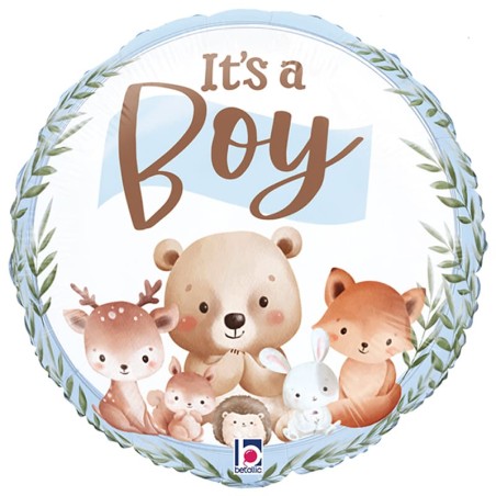 Palloncino in Foil 18" Nascita Bosco Celeste "Woodland It's A Boy" Nascita e Battesimo Grabo