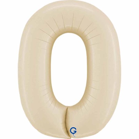 Palloncino in Foil 26" Numero 0 Crema Satinato "Satin Cream" Numeri 26" Crema "Satin Cream"