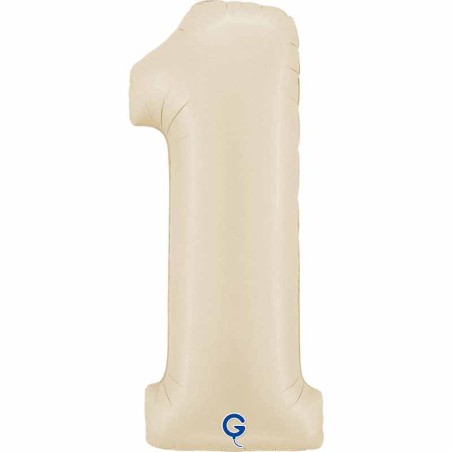 Palloncino in Foil 26" Numero 1 Crema Satinato "Satin Cream" Numeri 26" Crema "Satin Cream"