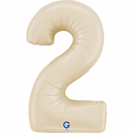 Palloncino in Foil 26" Numero 2 Crema Satinato "Satin Cream" Numeri 26" Crema "Satin Cream"