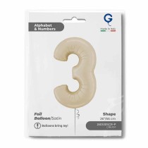 Palloncino in Foil 26" Numero 3 Crema Satinato "Satin Cream" Numeri 26" Crema "Satin Cream"