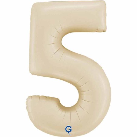 Palloncino in Foil 26" Numero 5 Crema Satinato "Satin Cream" Numeri 26" Crema "Satin Cream"