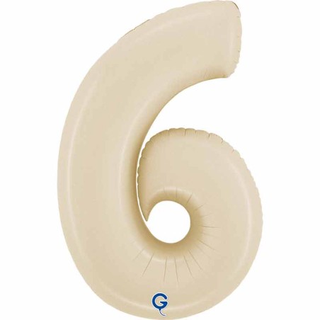 Palloncino in Foil 26" Numero 6 Crema Satinato "Satin Cream" Numeri 26" Crema "Satin Cream"