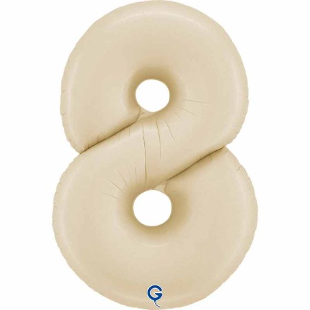 Palloncino in Foil 26" Numero 8 Crema Satinato "Satin Cream" Numeri 26" Crema "Satin Cream"
