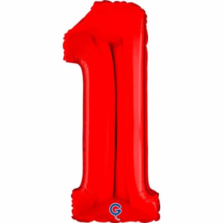 Palloncino in Foil 26" Numero 1 Rosso "Red" Numeri 26" Rosso "Red"