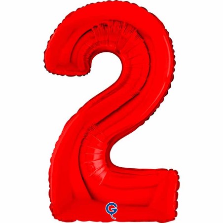Palloncino in Foil 26" Numero 2 Rosso "Red" Numeri 26" Rosso "Red"