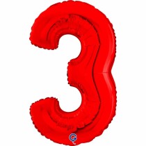 Palloncino in Foil 26" Numero 3 Rosso "Red" Numeri 26" Rosso "Red"