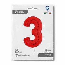 Palloncino in Foil 26" Numero 3 Rosso "Red" Numeri 26" Rosso "Red"
