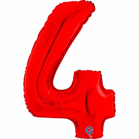 Palloncino in Foil 26" Numero 4 Rosso "Red" Numeri 26" Rosso "Red"