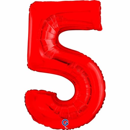 Palloncino in Foil 26" Numero 5 Rosso "Red" Numeri 26" Rosso "Red"