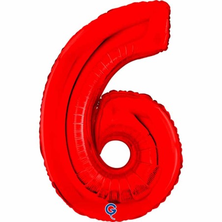 Palloncino in Foil 26" Numero 6 Rosso "Red" Numeri 26" Rosso "Red"