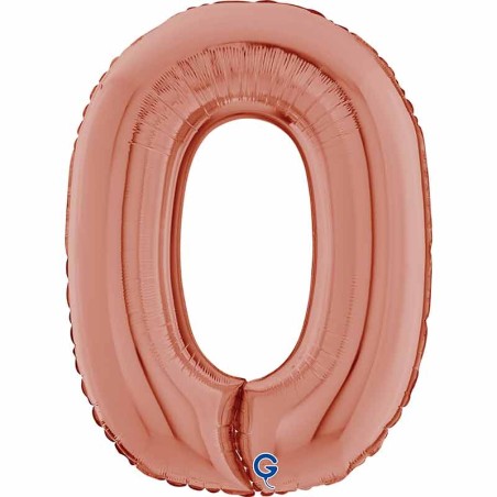 Palloncino in Foil 26" Numero 0 Rose Gold Numeri 26" Rose Gold